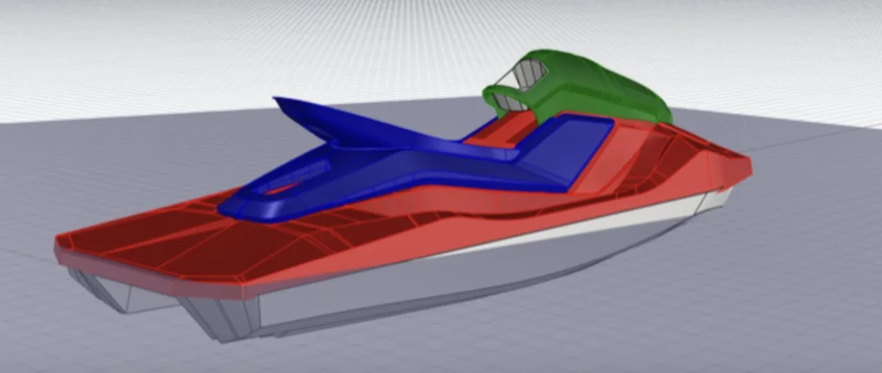 Modèle 3D de la coque à flot : Jet-ski + 3 passagers